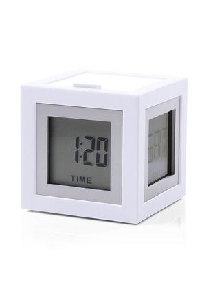 Будильник-термометр lexon cubissimo, белый1 фото