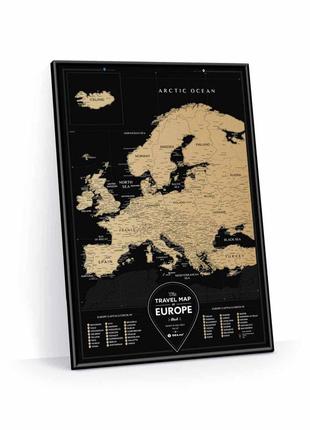 Стирающаяся скретч карта европы travel map black europe (английский язык)5 фото