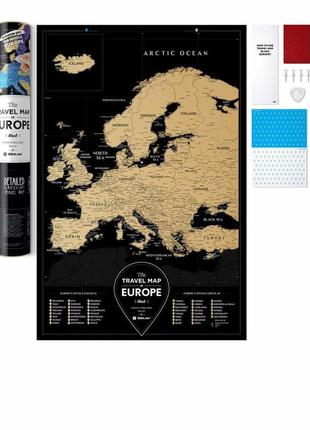 Стирающаяся скретч карта европы travel map black europe (английский язык)10 фото