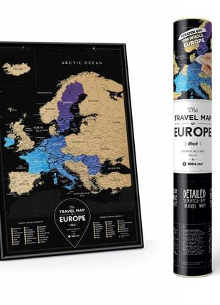 Стирающаяся скретч карта европы travel map black europe (английский язык)