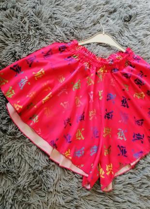 Летние шорты юбка искусственный шёлк шёлк шёлк armani с разрезами по бокам размер универсальной очен2 фото