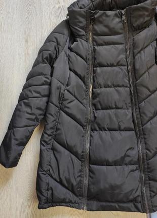 Черный зимний пуховик для беременных пальто куртка вставкой для живота батал большого размера5 фото