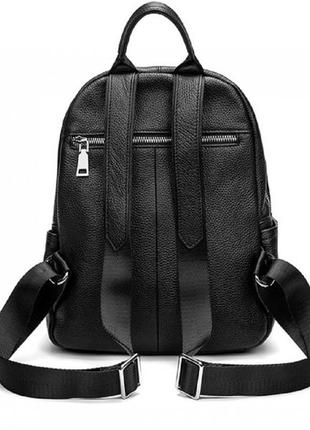 Стильный женский кожаный рюкзак 2 отделения черный городской повседневный2 фото