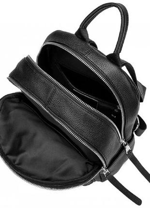 Стильный женский кожаный рюкзак 2 отделения черный городской повседневный4 фото