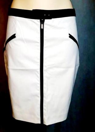 Юбка эко кожа бело/черная
