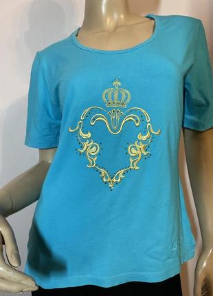 Голуба віскозна блузка- футболка /l/ brend pompoos