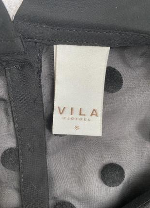 Vila clothes брендова фірмова чорна в горох горошок блуза блузка прозора чорна футболка літня стильна модна нарядна гарна2 фото