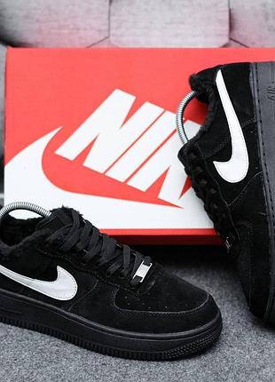 Кросівки чоловічі зимні найк, nike air force 1 low black winter ❄️, мужские зимние кроссовки найк с мехом