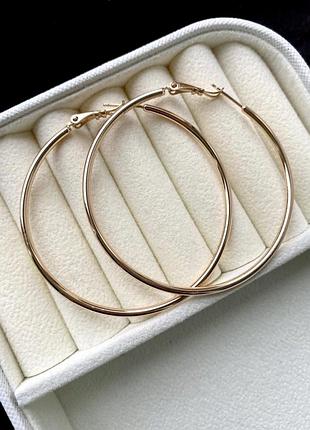 Серьги кольца, круги, круги, базовые, трендовые, позолоченные