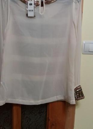 Шифонова Блузка з вишивкою намистинками5 фото