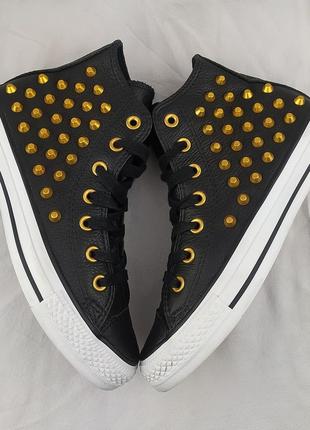 Стильні шкіряні кеди кросівки з шипами converse chuck taylor all star spike jack purcell оригінал конверси2 фото