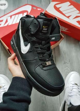 ❄️nike air force high black winter❄️кросівки чоловічі зимні найк форс чорні, мужские зимние кроссовки найк