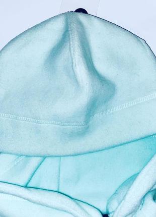 Красивий флісовий комплект: шапка + хомут (стягується), ніжного бірюзованого кольору.3 фото