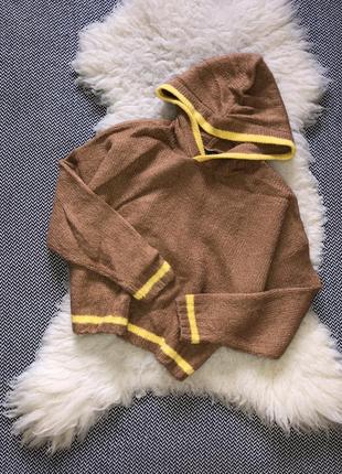 Худи кофта свитер вязаный с капюшоном кемел бежевый