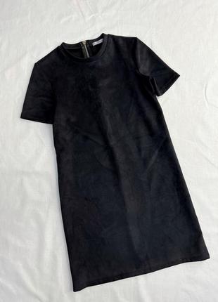 Сукня замшева чорна зара замш чёрное замшевое платье zara