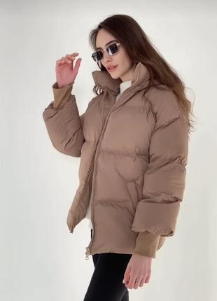 Пуховик puffer карамельного кольору, розмір m-l