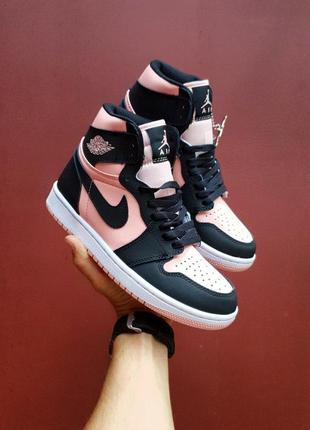 Кросівки nike air jordan 1 high retro black|peach3 фото