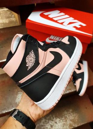 'кросівки nike air jordan 1 high retro black|peach5 фото