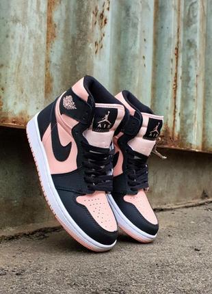 'кросівки nike air jordan 1 high retro black|peach2 фото