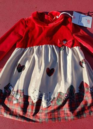 Новорчне плаття для дівчинки осіннє плаття червоне велюрове