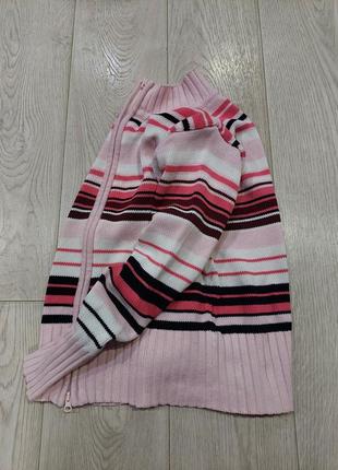 Вязаный свитер, кофта в высоким воротом в розовую полоску на молнии cecilia classics 44-465 фото