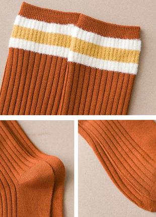Жіночі довгі шкарпетки в рубчик руді зі смужками високі носки унісекс 35 36 37 38 39 40 розмір2 фото
