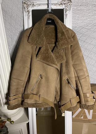 Дубленка авиатор куртка авіатор в стилі zara дублянка байкер косуха пілот