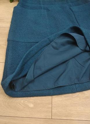 Gallery твідова шерстяна коротка спідниця а-силуету бірюзового кольору розмір m l  в стилі cos6 фото