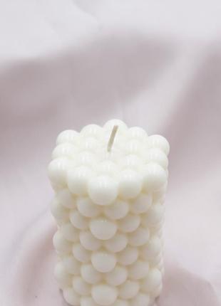 Свічка намиста циліндр помаранчева/біла, висока красива свічка для інтер'єру, свічка у подарунок для романтики4 фото
