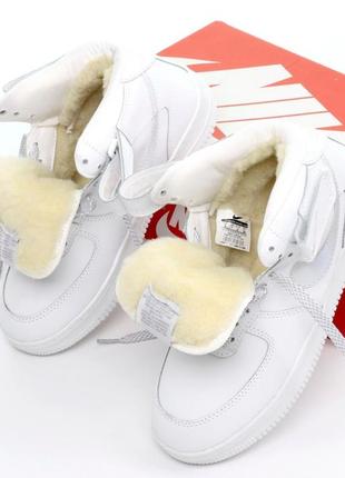 Зимові жіночі шкіряні білі кросівки nike air force (рефлектив)🆕 зимові найк форс2 фото