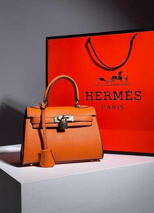 Сумка hermès kèlly bag mini orange1 фото