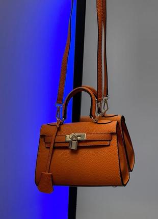 Сумка hermès kèlly bag mini orange6 фото