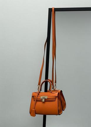 Сумка hermès kèlly bag mini orange7 фото