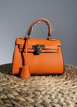 Сумка hermès kèlly bag mini orange3 фото