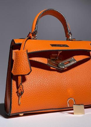 Сумка hermès kèlly bag mini orange4 фото