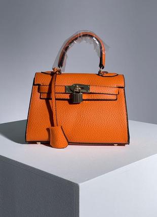 Сумка hermès kèlly bag mini orange8 фото