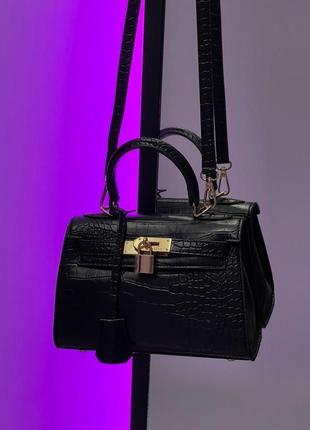 Сумка hermès kèlly bag mini black croco5 фото