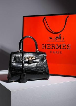 Сумка hermès kèlly bag mini black croco3 фото