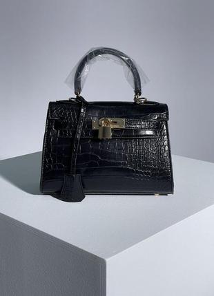 Сумка hermès kèlly bag mini black croco4 фото