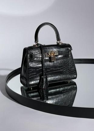 Сумка hermès kèlly bag mini black croco