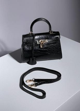 Сумка hermès kèlly bag mini black croco9 фото