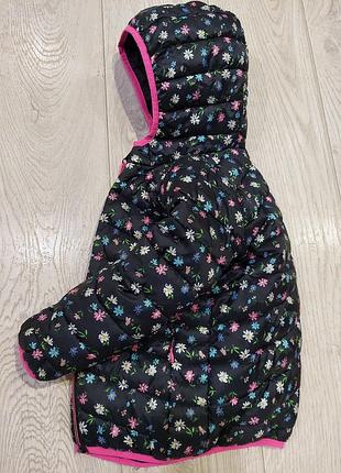 Стильная демисезонная куртка в разноцветные цветочки m&s черная 4-6 лет