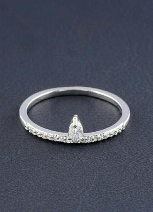 ❤️нове мінімалістичне кільце доріжка💎💍 фіаніт каблучка з родію сріблясте кольцо з камінчиком🤩
