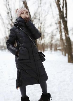 Теплий зимовий довгий пуховик з капюшоном пальто на оверсайз максі довжини cos owens7 фото