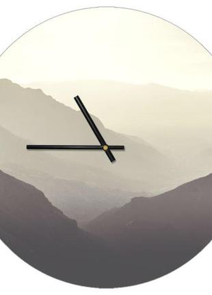 Настенные часы круглые «горы» деревянные с принтом 36 см (chr_p_org011)