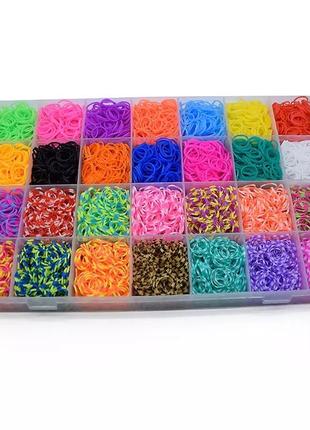 Набір гумок для плетіння браслетів 10 000 штук loom bands set з кліпсами в пластиковому боксі