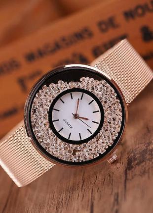 Жіночі наручні годинники браслет рожеве золото2 фото