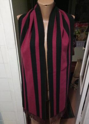 Смугастий шарф чорний з бордовим