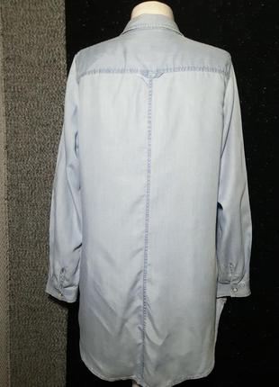 Женское натуральное джинсовое-платье рубашка  лиоцел,2 фото