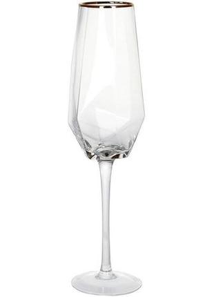 Набор 4 фужера celine бокалы для шампанского 370мл, с золотым кантом1 фото